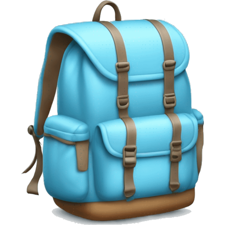 Realistic baby blue camping backpack isolated.  emoji