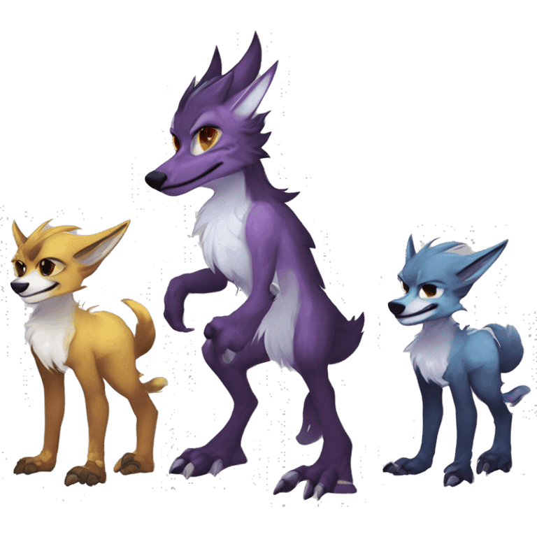 Cute Protogen-vernid-sergal-wickerbeast-fantasy-animal-fursona griffsnuff & LiLaiRa & Falvie full body emoji