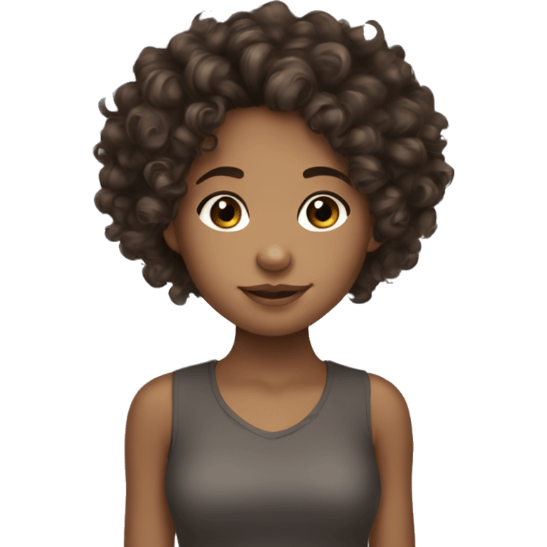 biracial cute girl curly dark brown hair  emoji