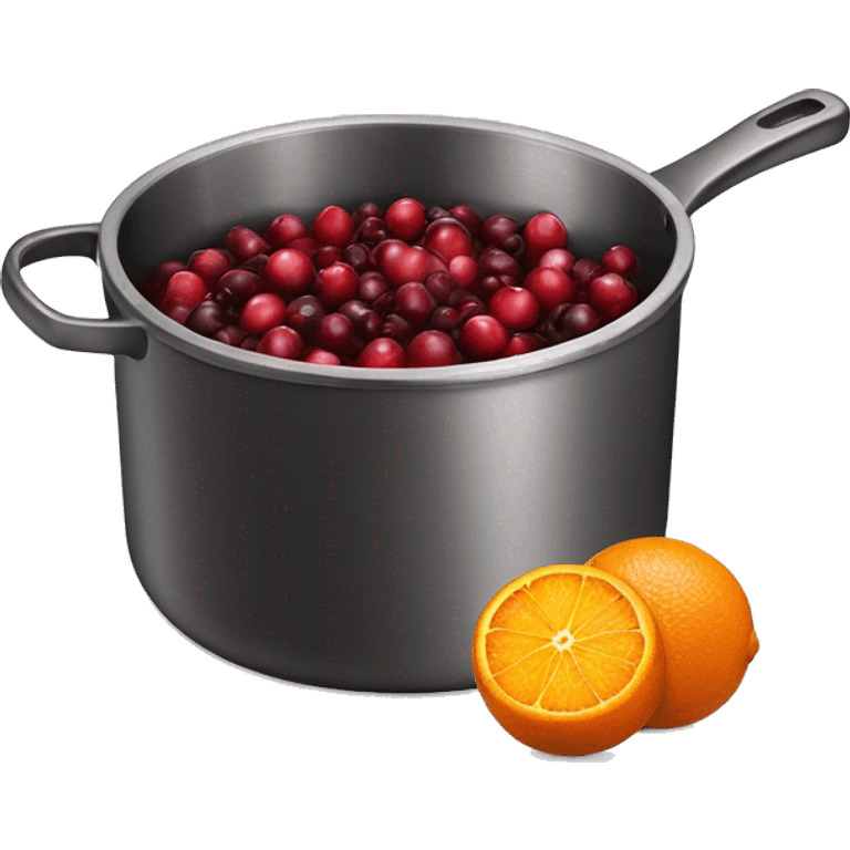 Saucepan with oranges cranberries and cinnamon  emoji