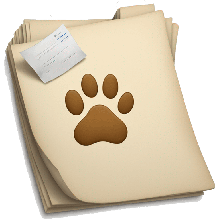 a folder of documents with a dog's paw print on it emoji