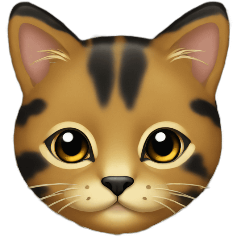 Mostly black and some gold tortoiseshell cat with black chin emoji