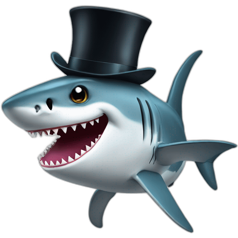 Shark with a top hat emoji