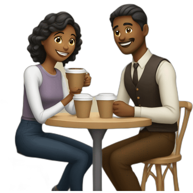 Fair Couple having coffee emoji