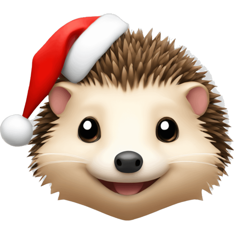 A cute hedgehog with a Christmas hat emoji