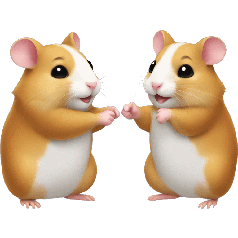 two hamsters giving handshake  emoji