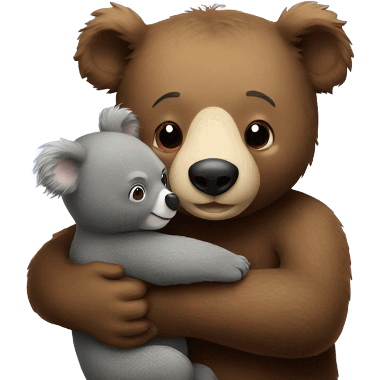 Brown bear hugs koala emoji