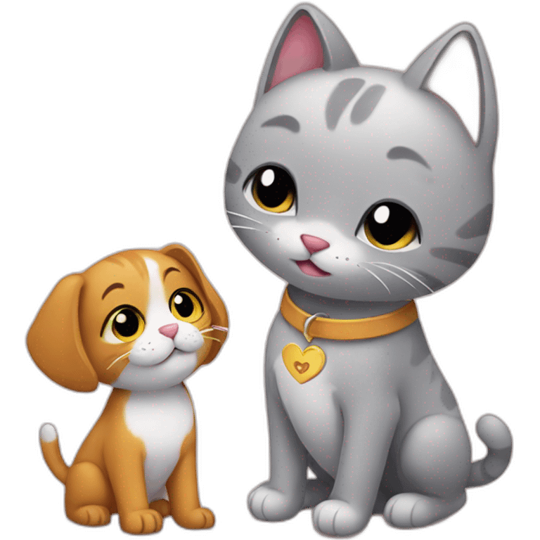 Cat in love with dog emoji