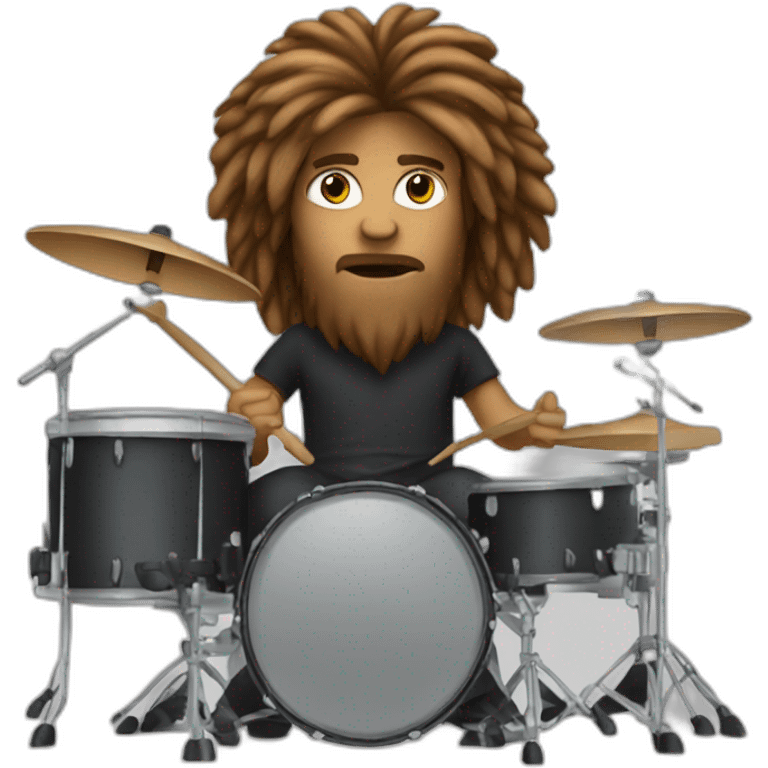 Long haired drummer on a drumkit emoji