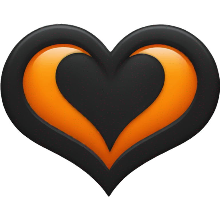 Half black and half orange heart emoji