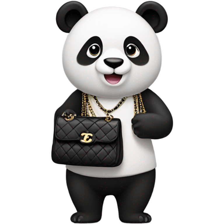 Panda carrying a Chanel classic flap bag emoji