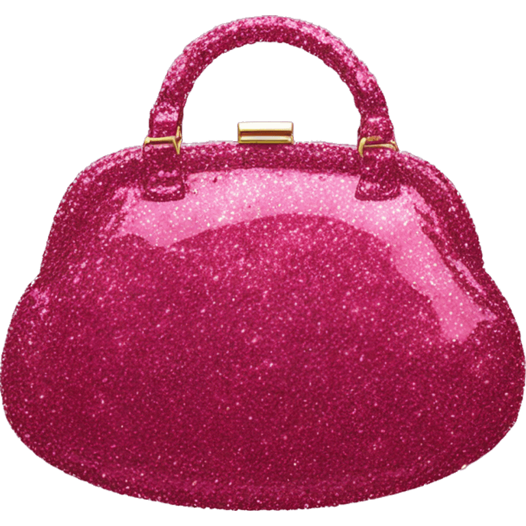 Realistic raspberry Sparkle glitter designer purse isolated.  emoji