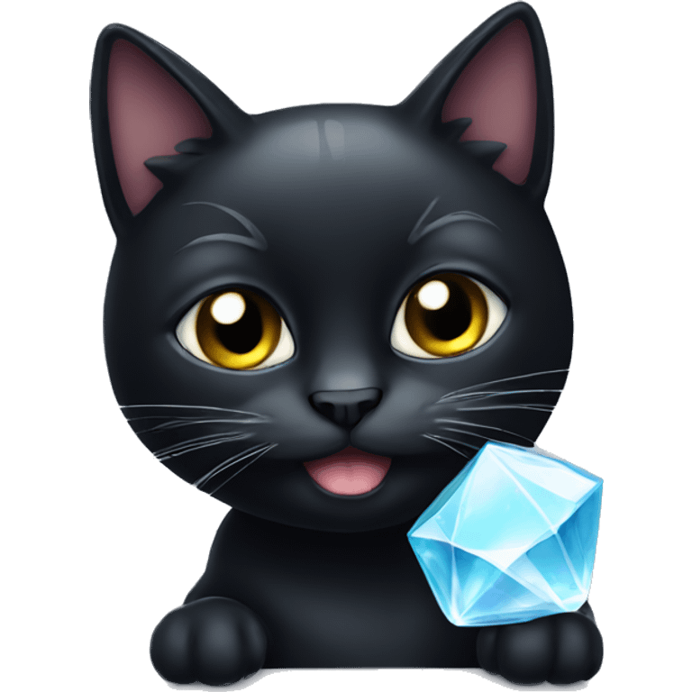 Black cat holding a crystal emoji