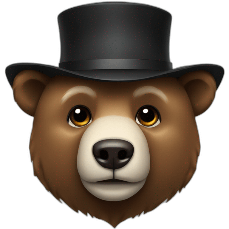 Robot brown bear with black hat emoji