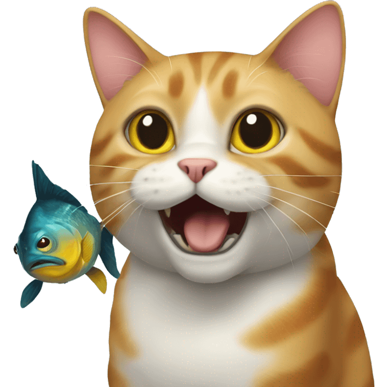 Cat with big fish emoji