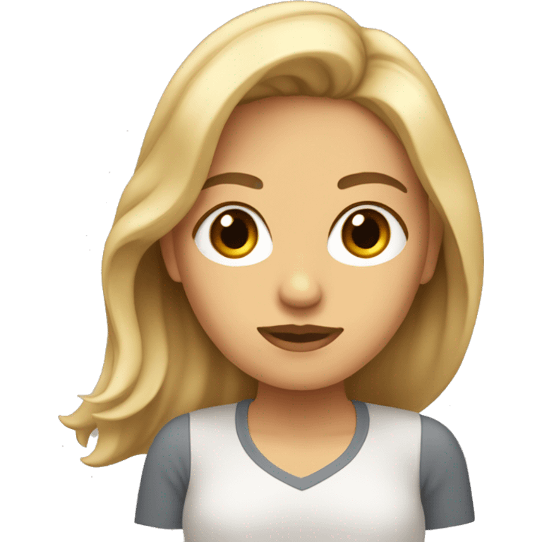 Mujer con cabello rubio y ojos marrones  emoji