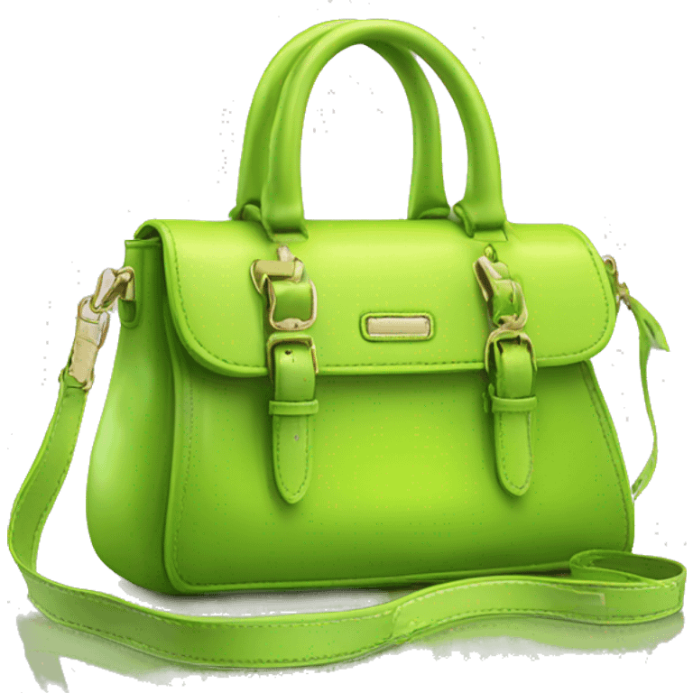 Realistic lime green designer satchel purse. emoji