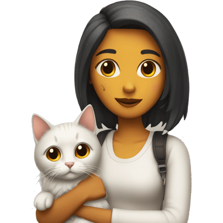 Chica con un gato emoji