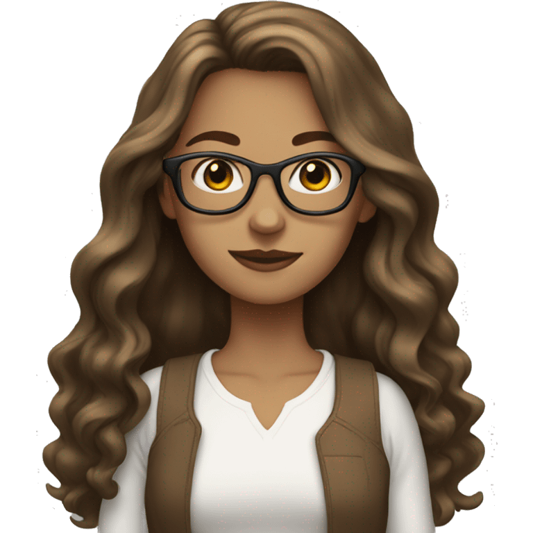 girl brown long hair white skin glasses emoji