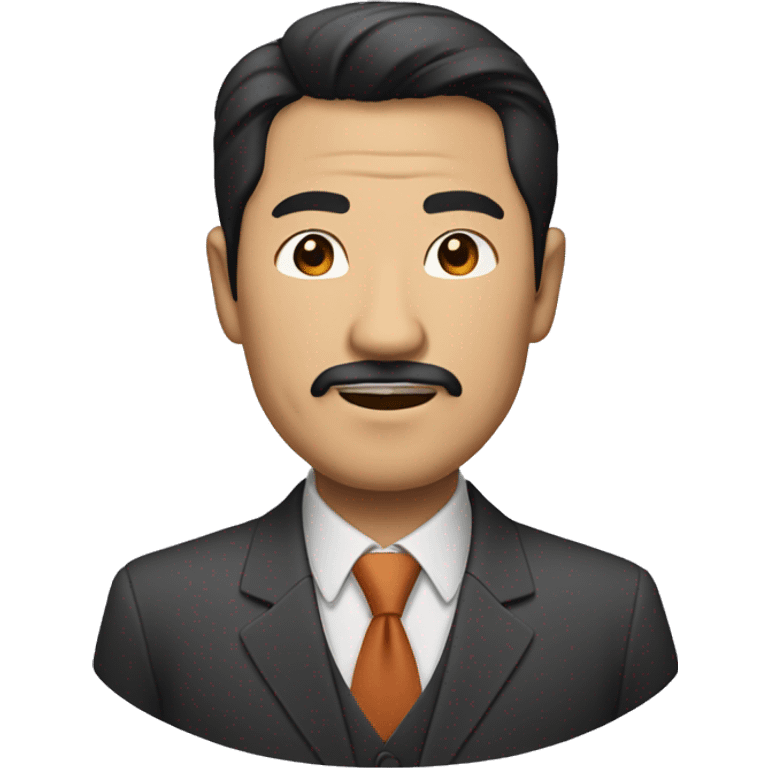 A  middle-aged  Asian  man  with  black  facial  hair,  dressed  in  a  suit. emoji