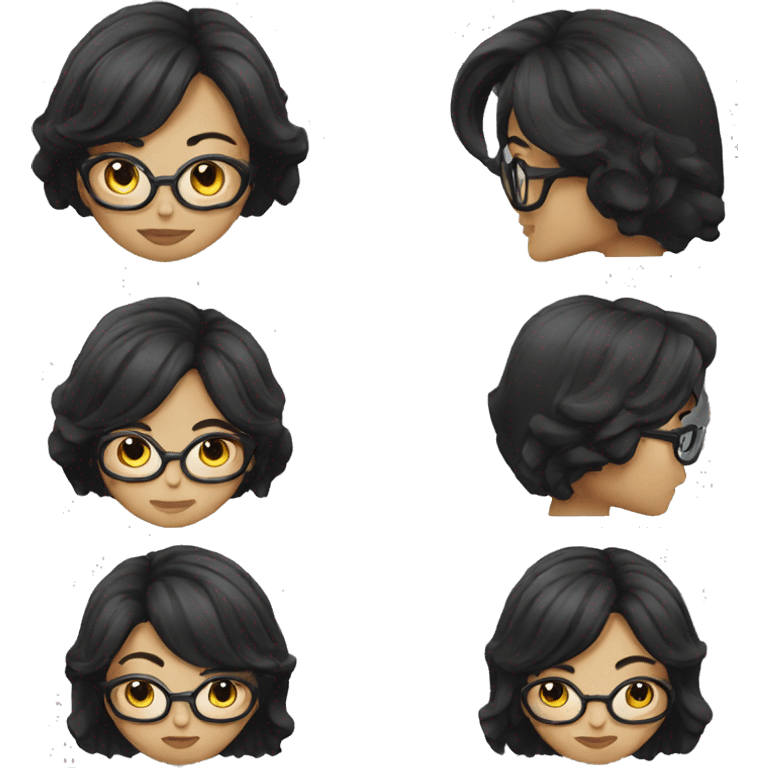 Female defense attorney with long black hair with glasses emoji