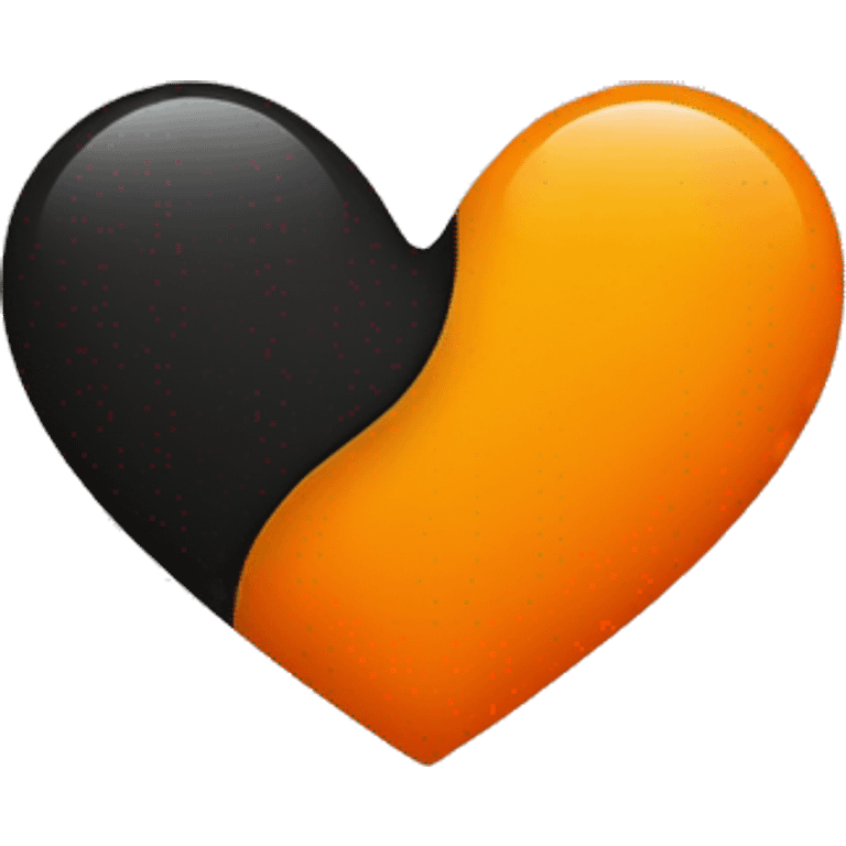 half orange half black heart divided in the middle by a straight line emoji