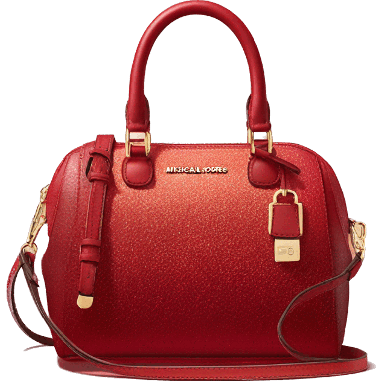 Realistic isolated dark red to candy apple red ombre Michael Kors satchel purse.  emoji