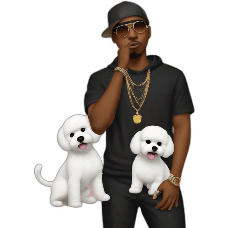 rappers men with bichon emoji