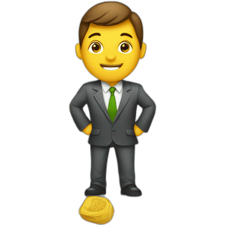 guy being a newbie entrepreneur with graphics and money around him emoji