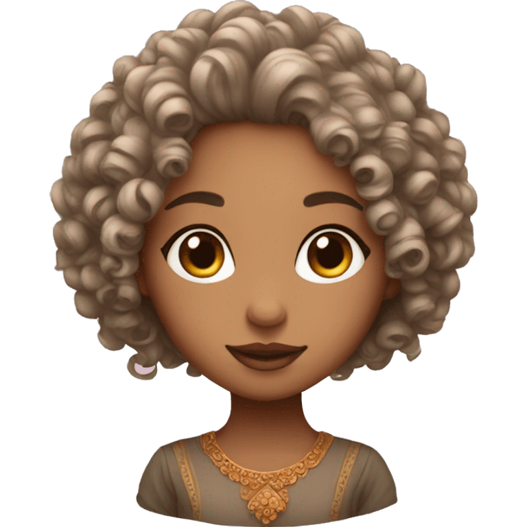 Curly girl with bindi and traditional look emoji