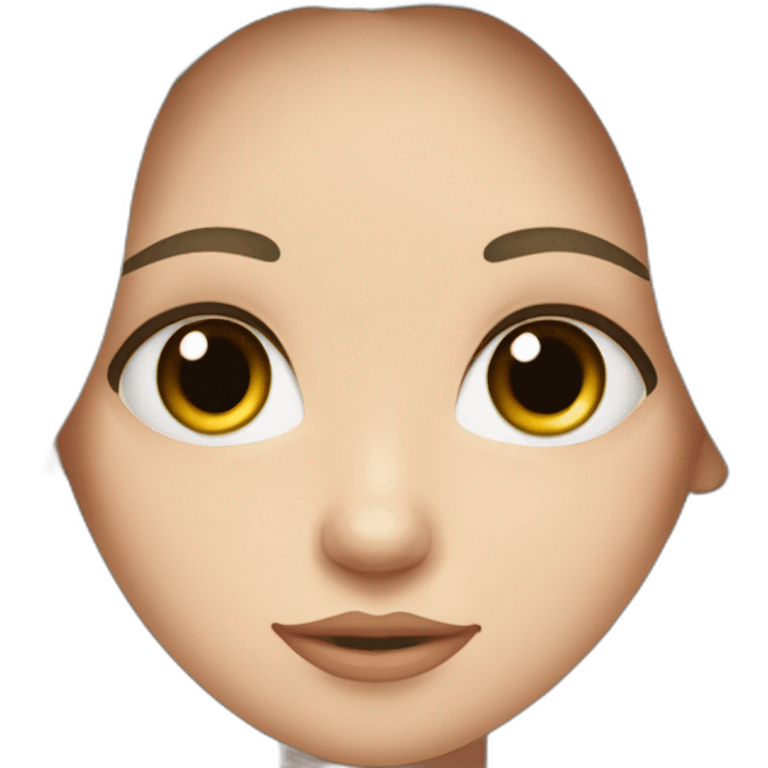 white girl with black hair, brown eye, blus on the cheeks emoji