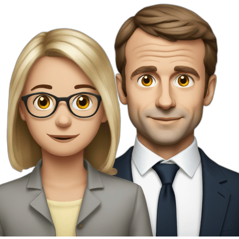 young emmanuel macron with old teacher emoji