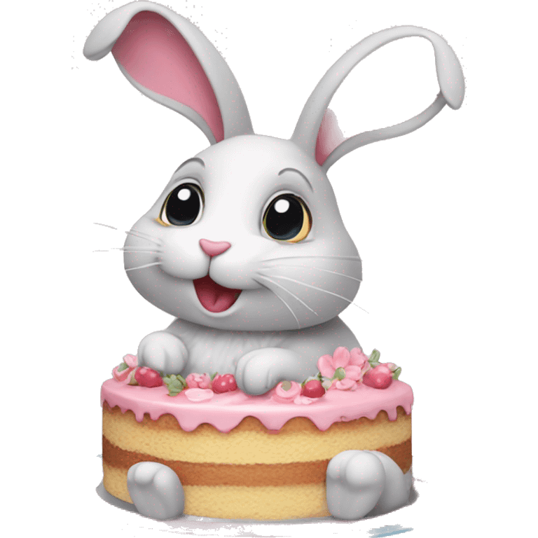 bunny with a cake emoji