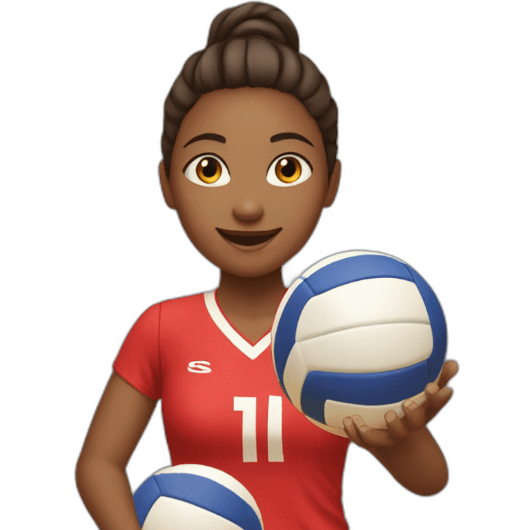 Girl playing volleyball in red jersey and smatch the ball emoji