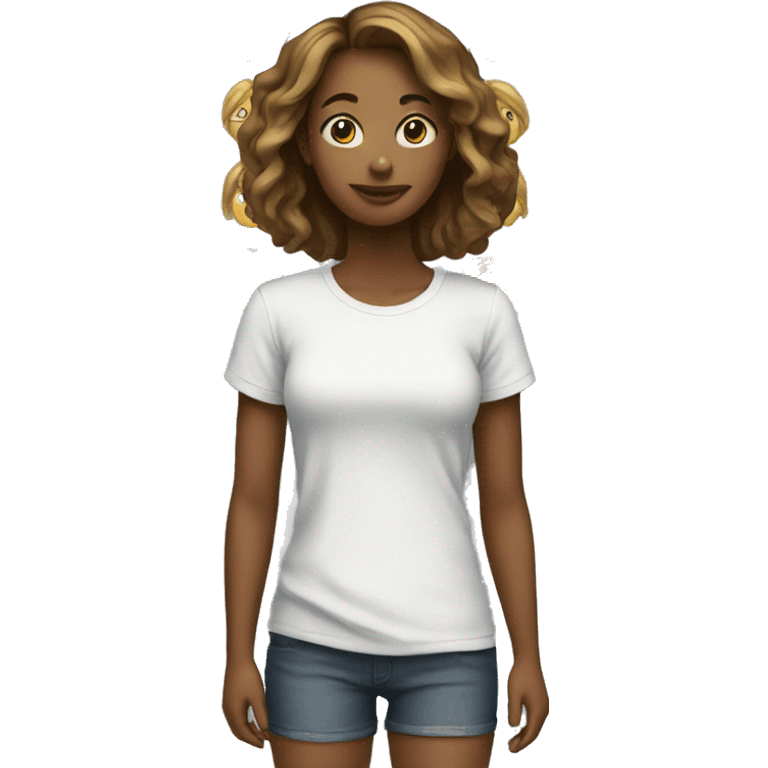 Girl with t shirt emoji