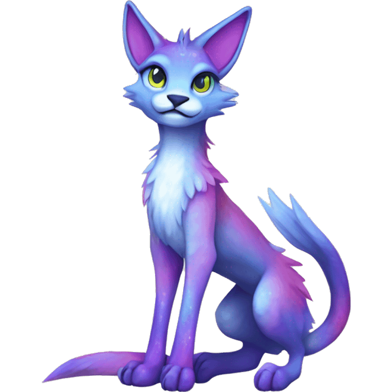 Cute Kawaii Epic Ethereal Sparkly Colorful Sergal-Caracal-Vernid full body emoji