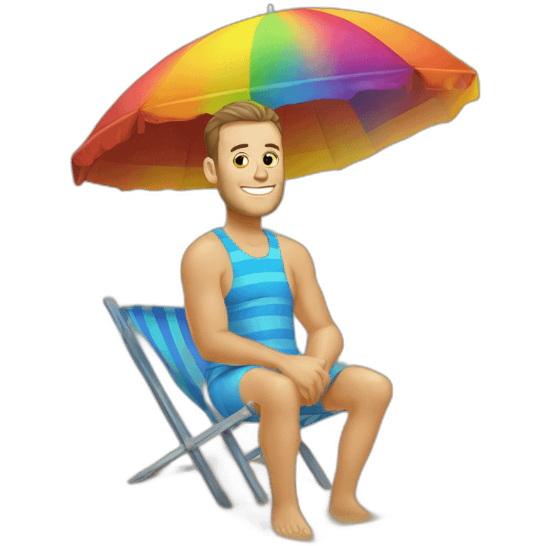 Jonathan Toews as beach bum under rainbow umbrella emoji