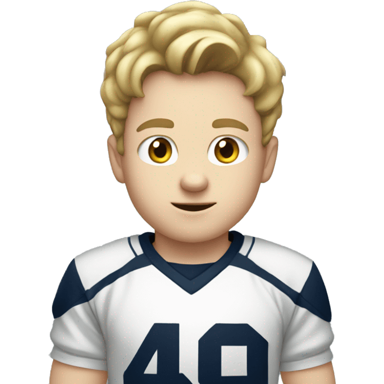 White Kid wearing PSU shirt playing video games emoji