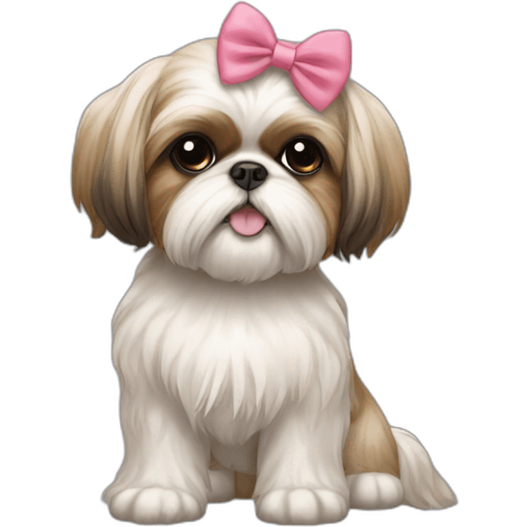 Dog Shih Tzu with a bow on head full-body emoji