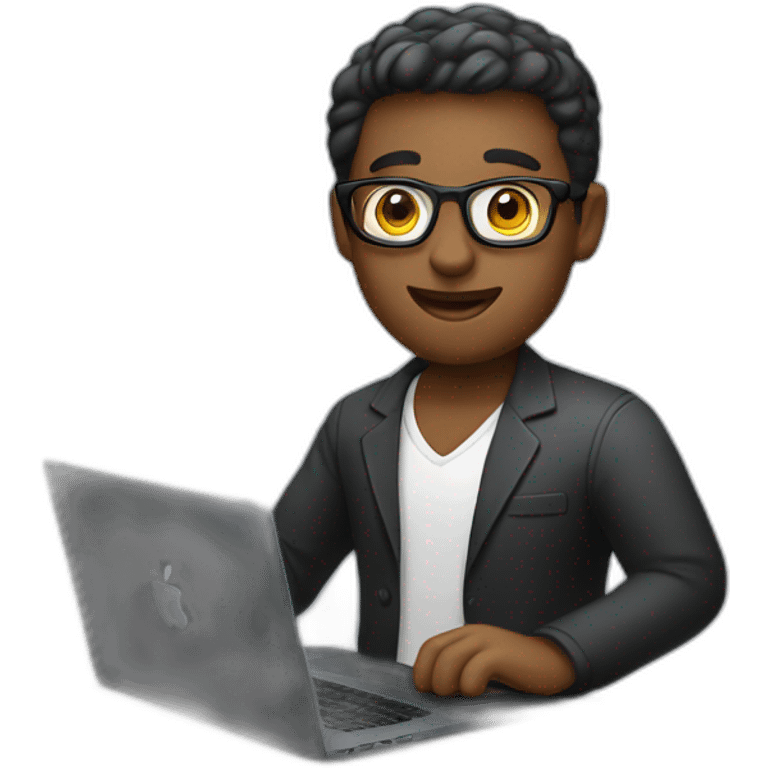 A marketer with a black macbook emoji