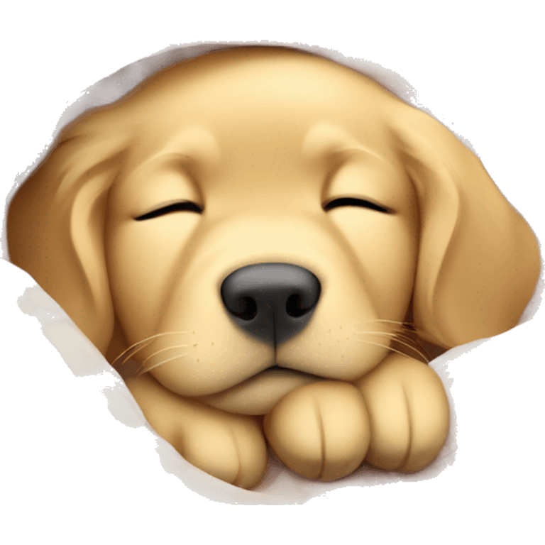 Golden retriever puppy sleeping with a blanket  emoji