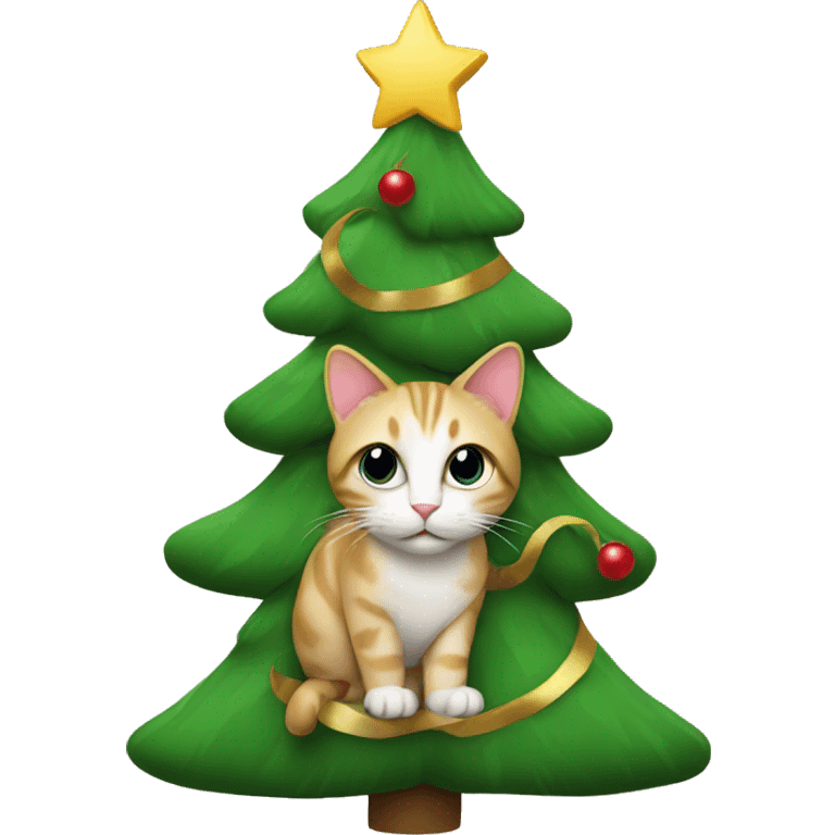 Cat Christmas tree emoji