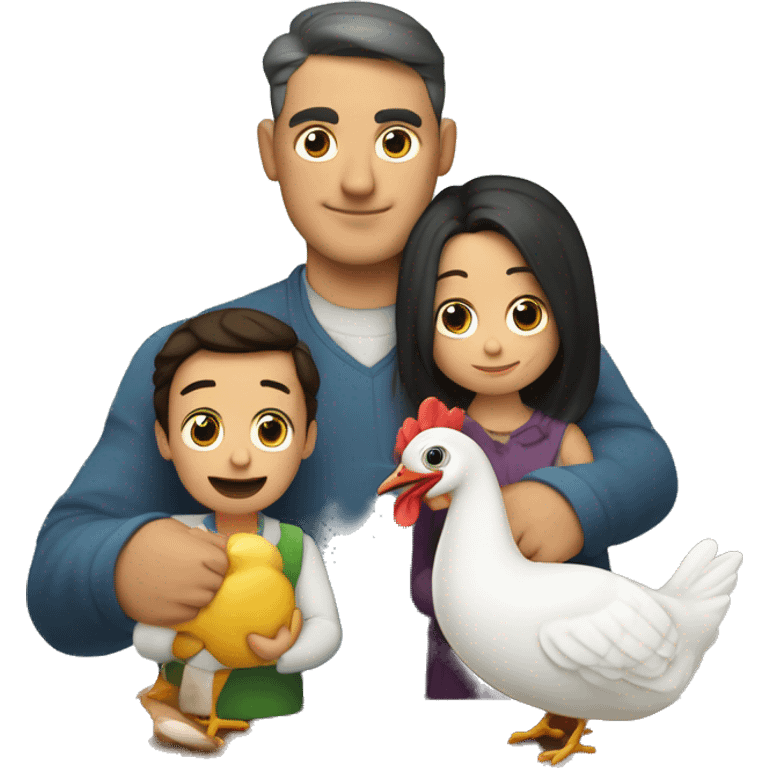 cena con papa mama hijo y un pavo en la  emoji