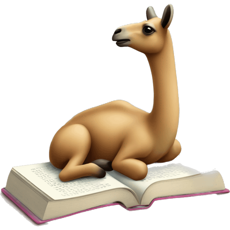 guanaco by the beach with an English book emoji