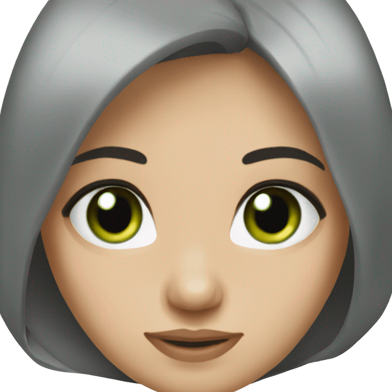 Girl black long straight hair, with green eyes, white white skin emoji