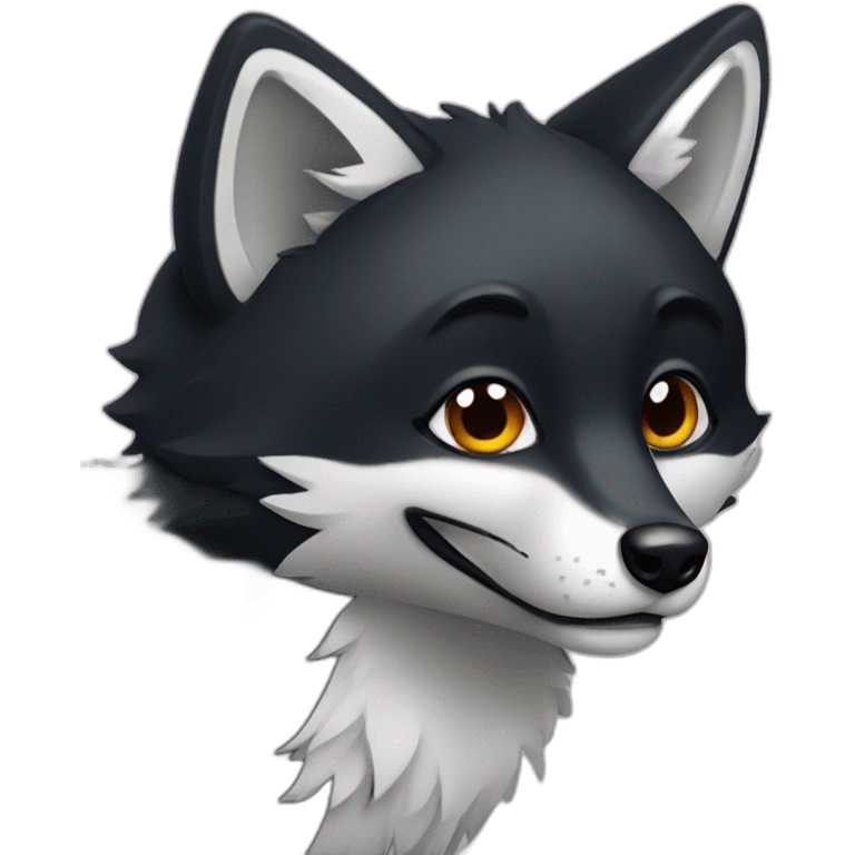 funny black fox emoji