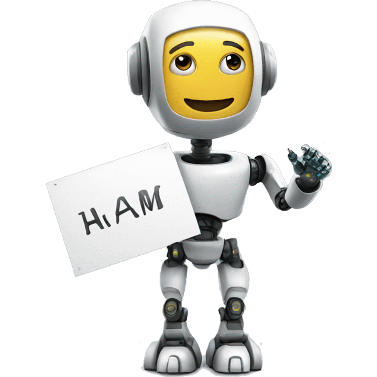 ai robot holding a sign emoji