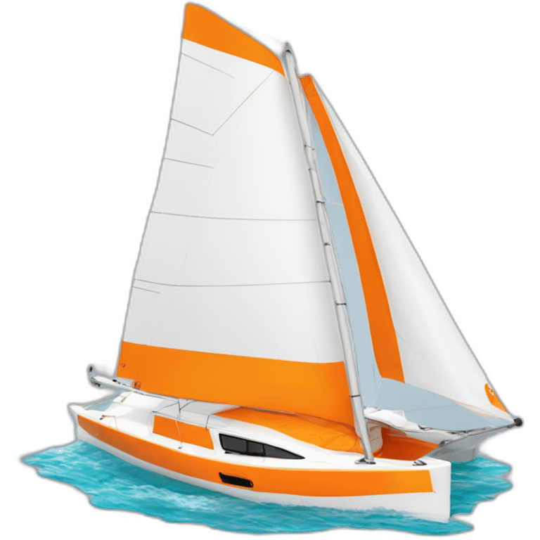 Catamaran avec voile orange et blanche emoji