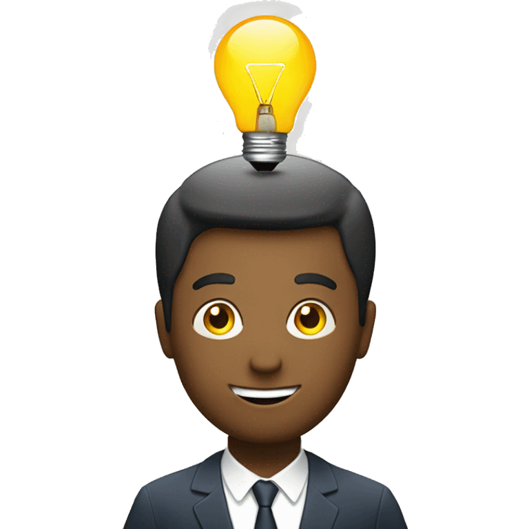 man with laptop and light bulb above head emoji