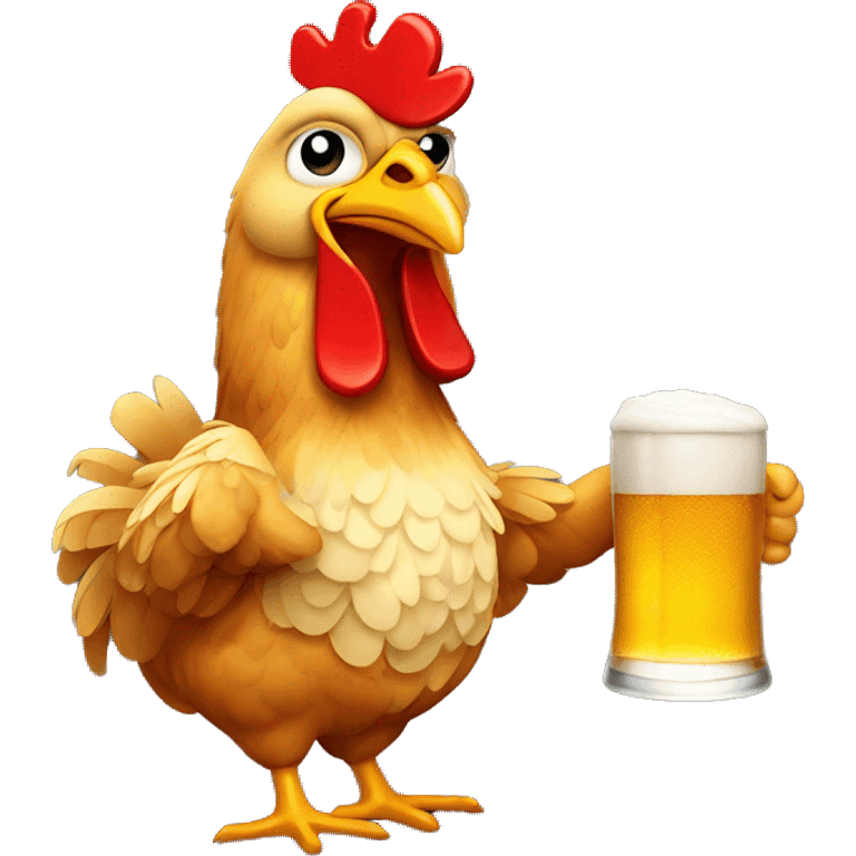 Chicken holding a beer emoji